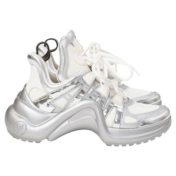 Louis Vuitton Archlight Chunky Sneakers in Silver Leather and Polyester - Picture 1 of 10